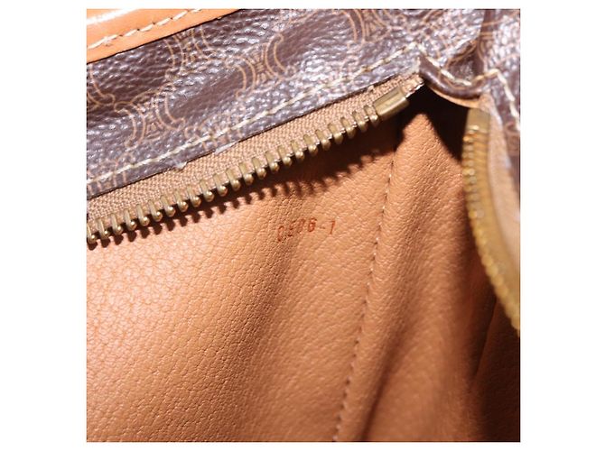 Céline Bolso de hombro CELINE Macadam Canvas PVC Leather Brown Gold Auth 206060 Castaño Dorado - vista 28
