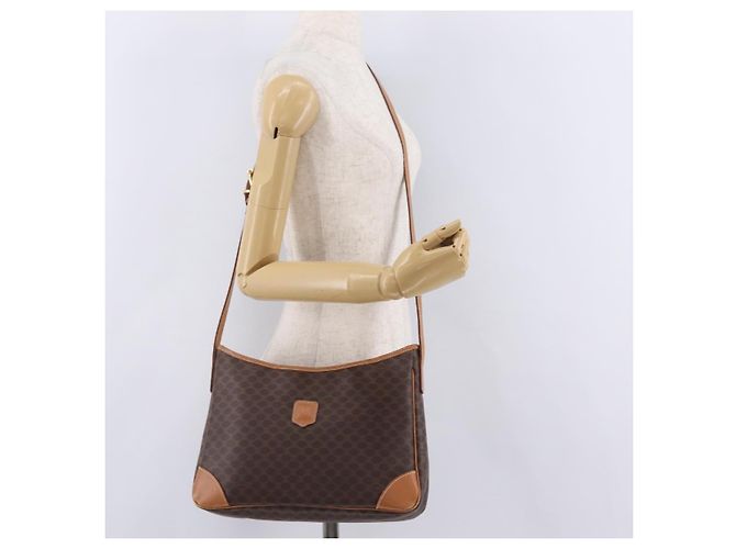 Céline Bolso de hombro CELINE Macadam Canvas PVC Leather Brown Gold Auth 206060 Castaño Dorado - vista 29