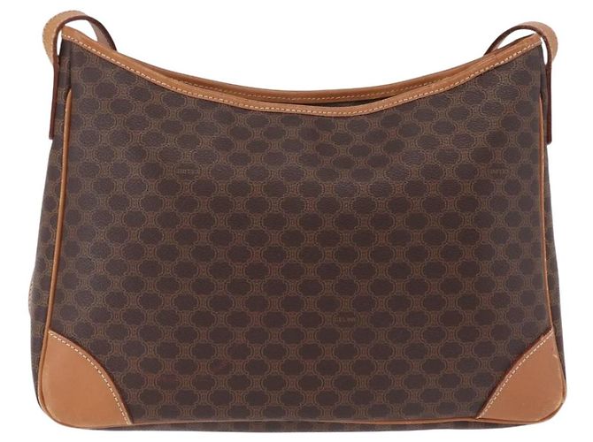 Céline Bolso de hombro CELINE Macadam Canvas PVC Leather Brown Gold Auth 206060 Castaño Dorado - vista 4