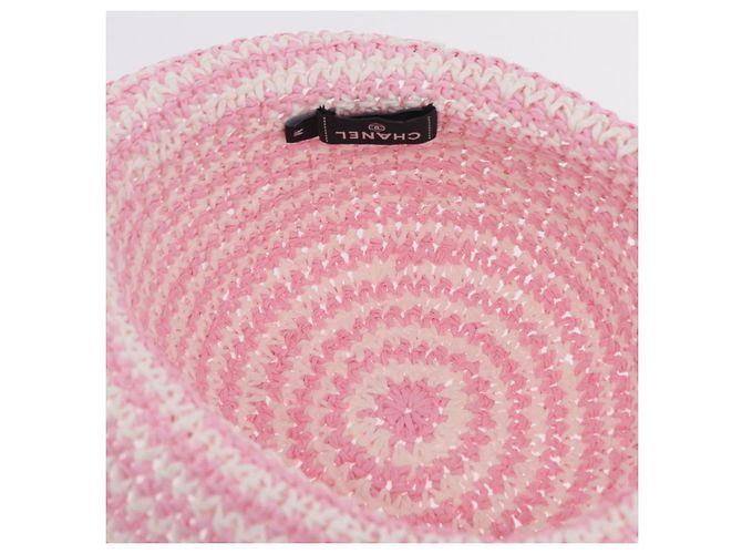 Sombrero CHANEL Paja M Rosa CC Auth 167758M - vista 13