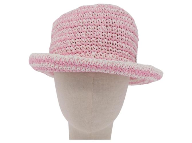 Sombrero CHANEL Paja M Rosa CC Auth 167758M - vista 2
