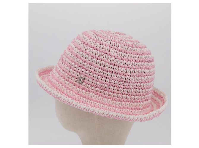 Sombrero CHANEL Paja M Rosa CC Auth 167758M - vista 4