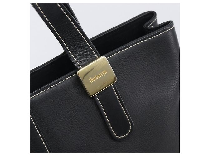 Borsa a mano Burberrys in pelle nera e oro autentica 206753A Nero D'oro - vista 13