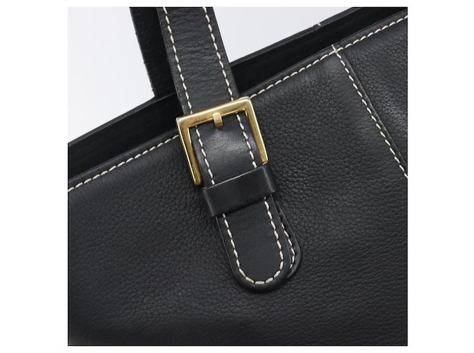 Borsa a mano Burberrys in pelle nera e oro autentica 206753A Nero D'oro - vista 14