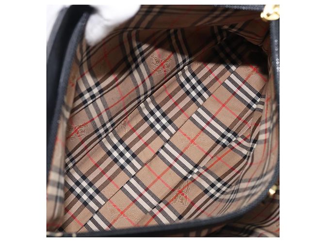 Borsa a mano Burberrys in pelle nera e oro autentica 206753A Nero D'oro - vista 16
