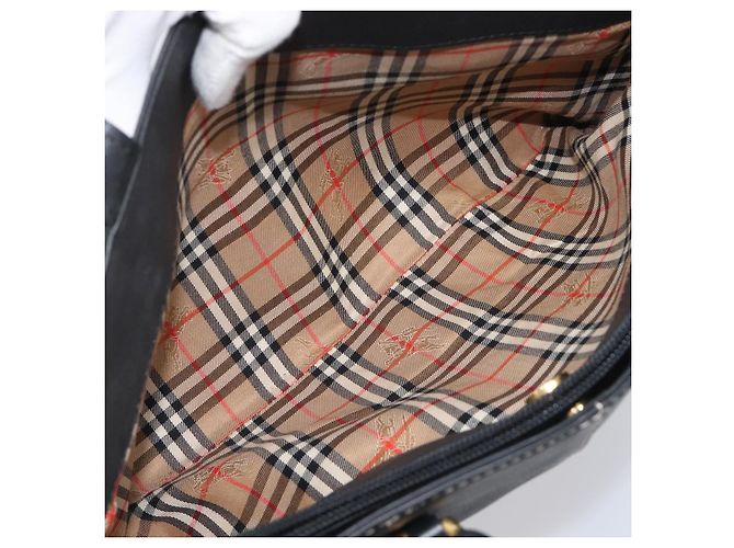 Borsa a mano Burberrys in pelle nera e oro autentica 206753A Nero D'oro - vista 19