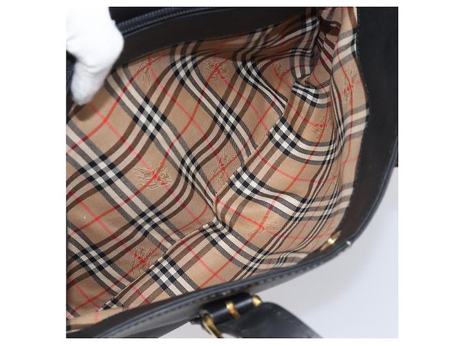 Borsa a mano Burberrys in pelle nera e oro autentica 206753A Nero D'oro - vista 20