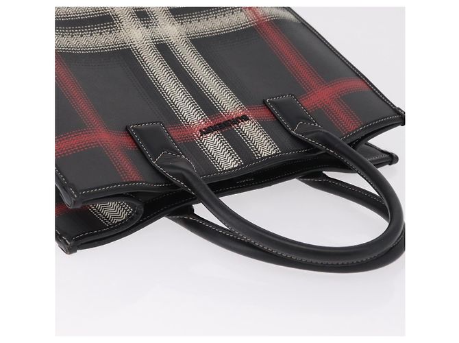 BURBERRY Nova Check Handtasche PVC Leather Black Red Auth 205962 Schwarz Rot - Ansicht 10