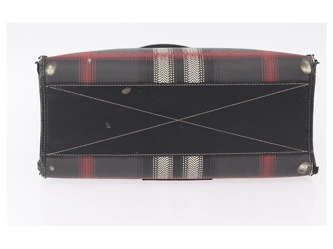 BURBERRY Nova Check Handtasche PVC Leather Black Red Auth 205962 Schwarz Rot - Ansicht 14