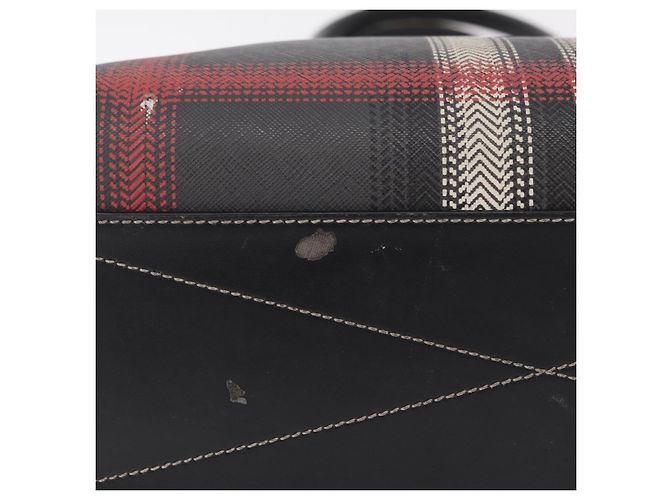 BURBERRY Nova Check Handtasche PVC Leather Black Red Auth 205962 Schwarz Rot - Ansicht 15