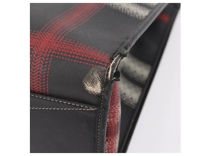 BURBERRY Nova Check Handtasche PVC Leather Black Red Auth 205962 Schwarz Rot - Ansicht 17