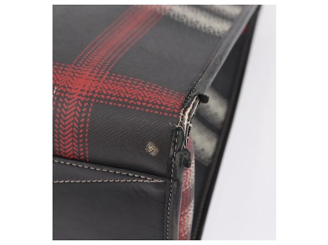 BURBERRY Nova Check Handtasche PVC Leather Black Red Auth 205962 Schwarz Rot - Ansicht 19