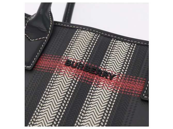 BURBERRY Nova Check Handtasche PVC Leather Black Red Auth 205962 Schwarz Rot - Ansicht 21
