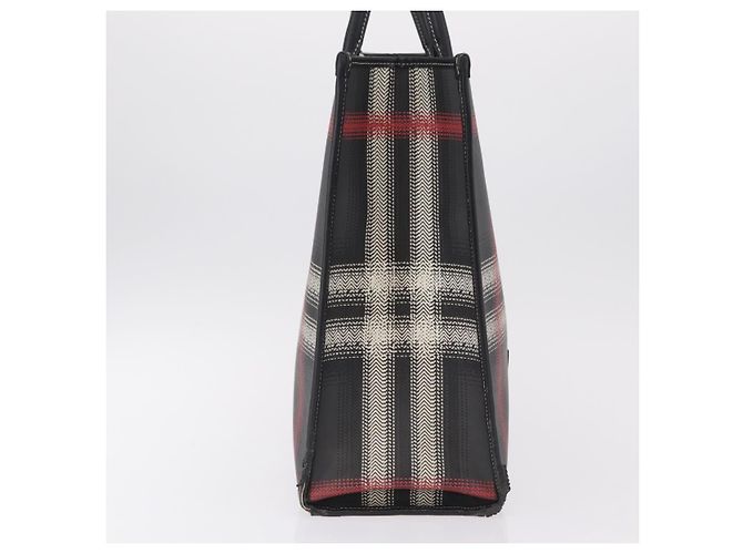 BURBERRY Nova Check Handtasche PVC Leather Black Red Auth 205962 Schwarz Rot - Ansicht 4