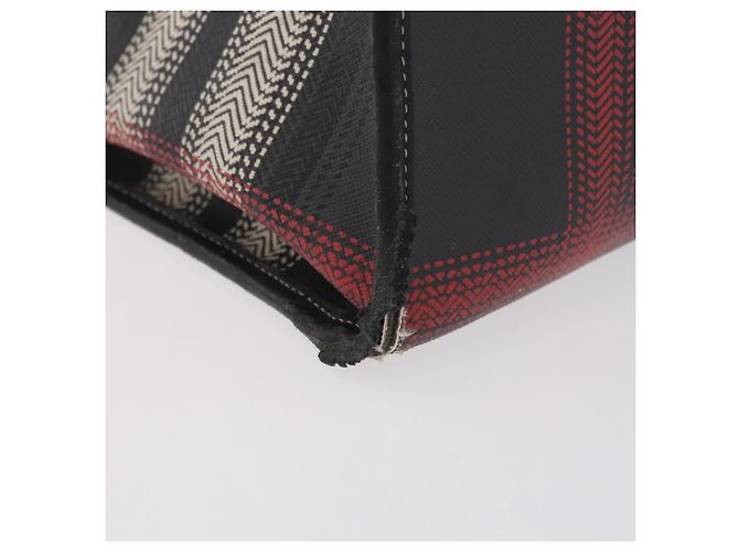 BURBERRY Nova Check Handtasche PVC Leather Black Red Auth 205962 Schwarz Rot - Ansicht 5