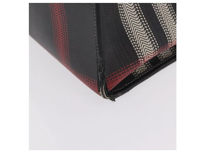 BURBERRY Nova Check Handtasche PVC Leather Black Red Auth 205962 Schwarz Rot - Ansicht 6
