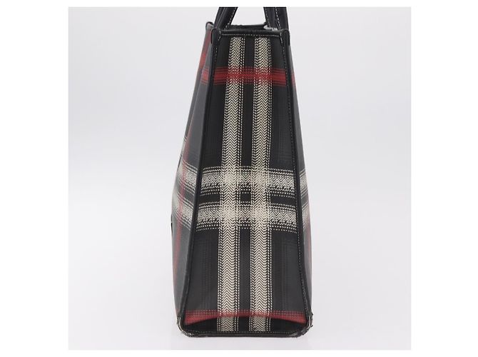 BURBERRY Nova Check Handtasche PVC Leather Black Red Auth 205962 Schwarz Rot - Ansicht 7