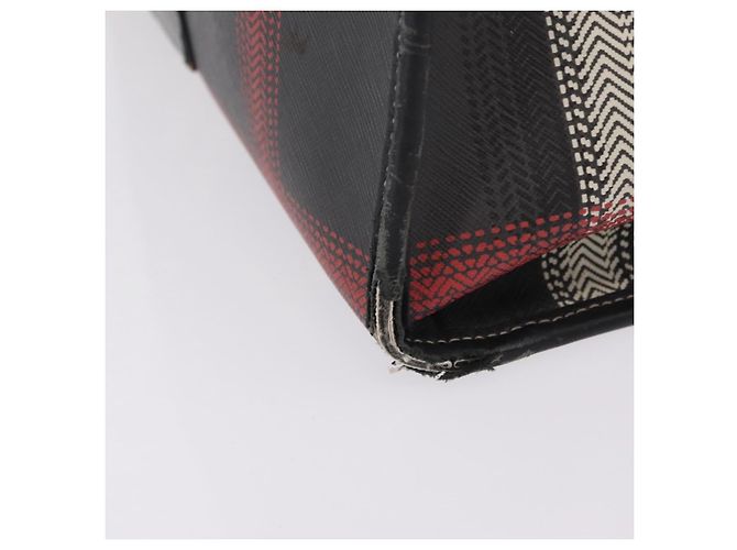 BURBERRY Nova Check Handtasche PVC Leather Black Red Auth 205962 Schwarz Rot - Ansicht 8