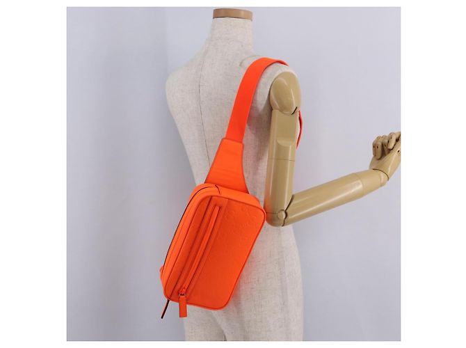GUCCI GuccissimaGG Gürteltasche aus Leder Orange Silver 771422 Auth LN064V - Ansicht 25