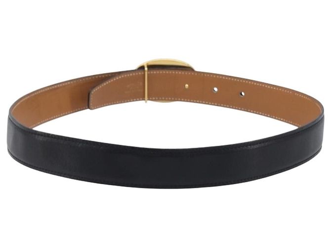 Hermès HERMES Chaine d Ancre Gürtel Leather 30.3"" 65 Gold Black Auth 205053M Schwarz Golden - Ansicht 2