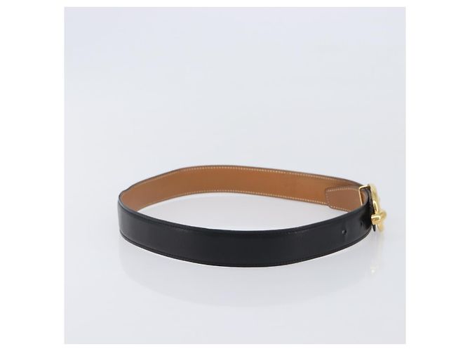 Hermès HERMES Chaine d Ancre Gürtel Leather 30.3"" 65 Gold Black Auth 205053M Schwarz Golden - Ansicht 4