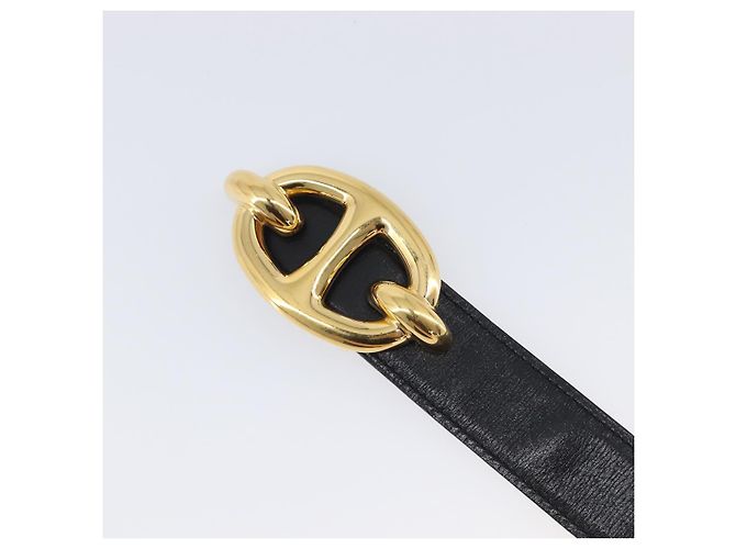 Hermès HERMES Chaine d Ancre Gürtel Leather 30.3"" 65 Gold Black Auth 205053M Schwarz Golden - Ansicht 6