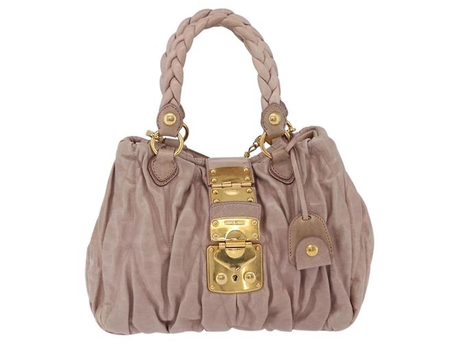 Borsa a mano Miu Miu Matelassé in pelle 2way Rosa Oro Auth 167651A D'oro - vista 13