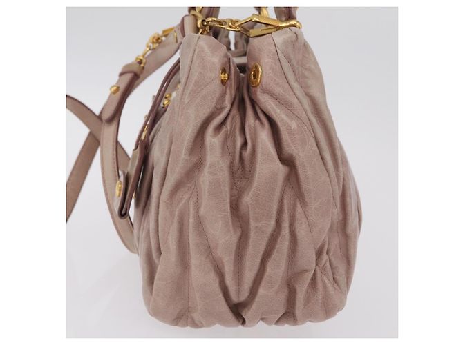 Borsa a mano Miu Miu Matelassé in pelle 2way Rosa Oro Auth 167651A D'oro - vista 3