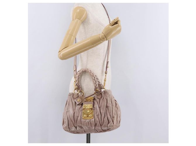 Borsa a mano Miu Miu Matelassé in pelle 2way Rosa Oro Auth 167651A D'oro - vista 33