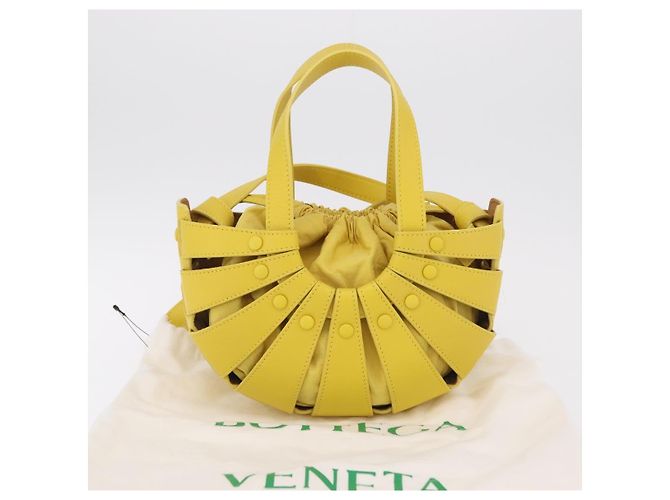 Bottega Veneta Borsa The Shell in pelle 2way Gialla Auth 206926V Giallo - vista 12
