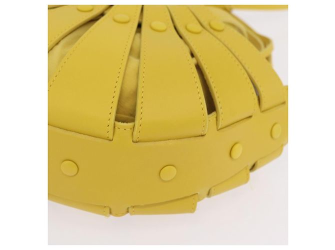 Bottega Veneta Borsa The Shell in pelle 2way Gialla Auth 206926V Giallo - vista 18
