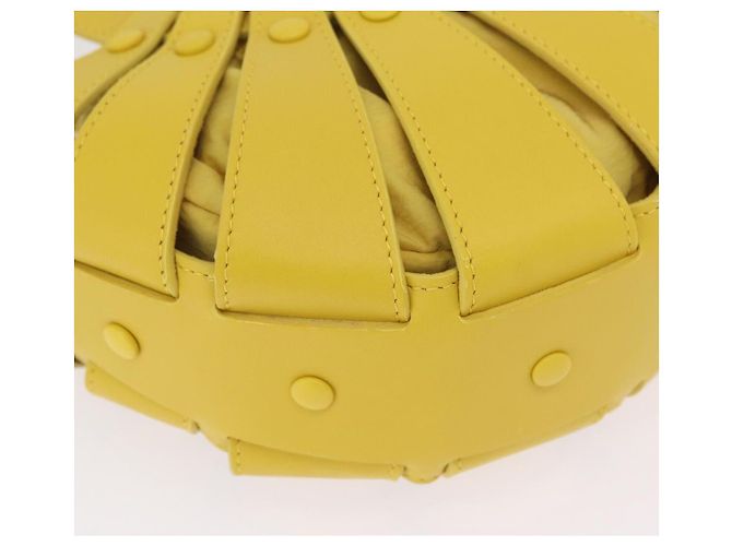 Bottega Veneta Borsa The Shell in pelle 2way Gialla Auth 206926V Giallo - vista 19