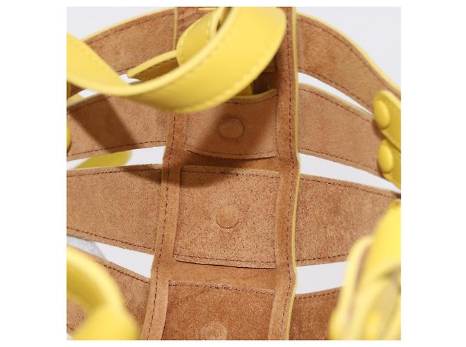 Bottega Veneta Borsa The Shell in pelle 2way Gialla Auth 206926V Giallo - vista 26