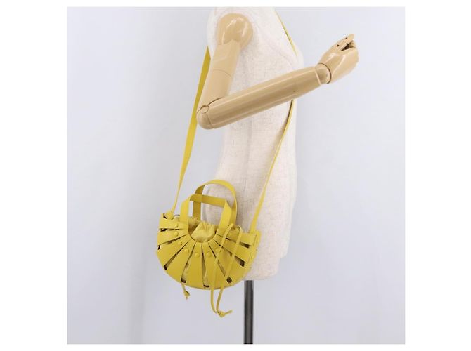 Bottega Veneta Borsa The Shell in pelle 2way Gialla Auth 206926V Giallo - vista 27