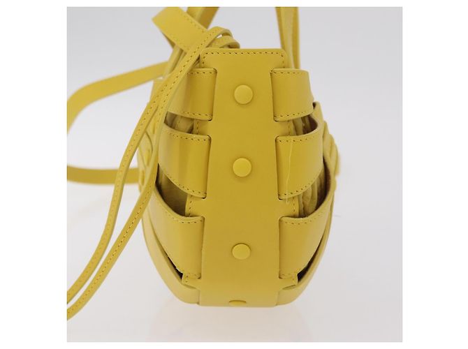 Bottega Veneta Borsa The Shell in pelle 2way Gialla Auth 206926V Giallo - vista 3