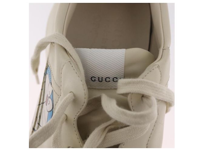 GUCCI GUCCI x Doraemon Low Cut Sneakers Leather 9 White 655025 Auth ar14309M Bianco - vista 15