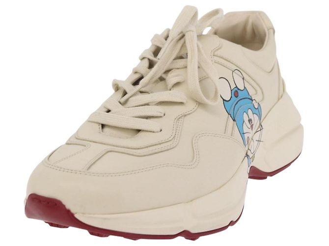 GUCCI GUCCI x Doraemon Low Cut Sneakers Leather 9 White 655025 Auth ar14309M Bianco - vista 22