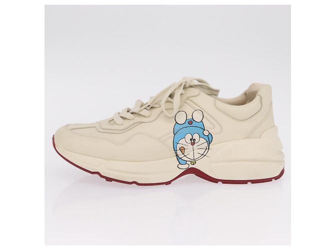 GUCCI GUCCI x Doraemon Low Cut Sneakers Leather 9 White 655025 Auth ar14309M Bianco - vista 25