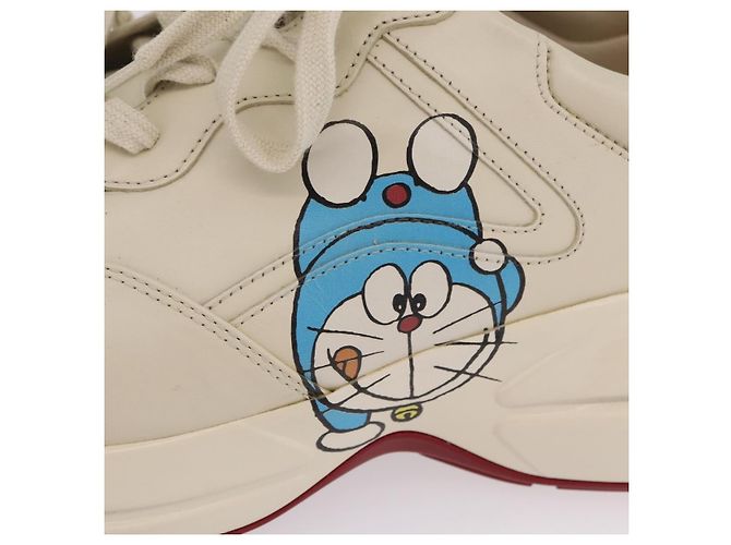 GUCCI GUCCI x Doraemon Low Cut Sneakers Leather 9 White 655025 Auth ar14309M Bianco - vista 26