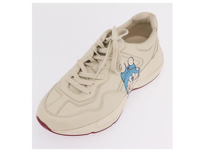 GUCCI GUCCI x Doraemon Low Cut Sneakers Leather 9 White 655025 Auth ar14309M Bianco - vista 27