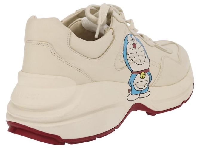 GUCCI GUCCI x Doraemon Low Cut Sneakers Leather 9 White 655025 Auth ar14309M Bianco - vista 3