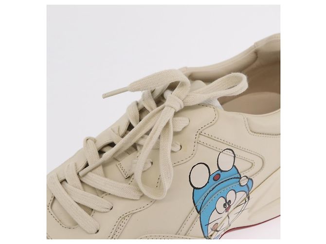 GUCCI GUCCI x Doraemon Low Cut Sneakers Leather 9 White 655025 Auth ar14309M Bianco - vista 34