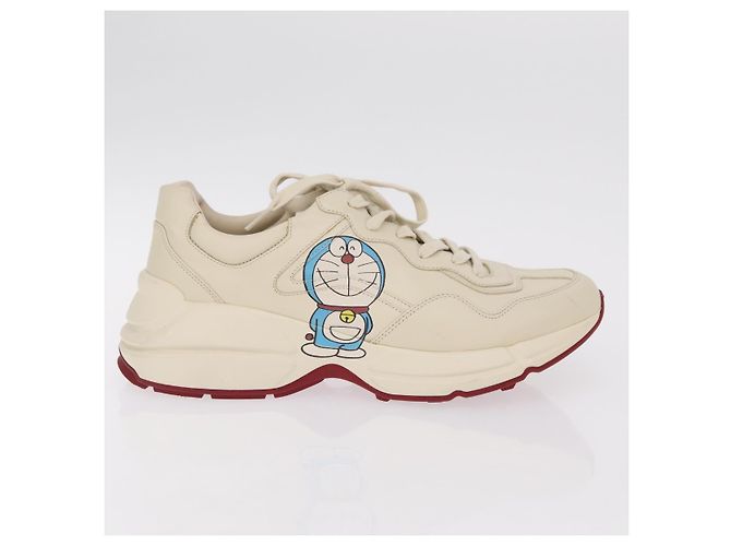 GUCCI GUCCI x Doraemon Low Cut Sneakers Leather 9 White 655025 Auth ar14309M Bianco - vista 4