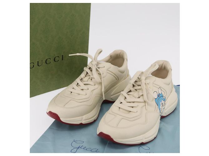 GUCCI GUCCI x Doraemon Low Cut Sneakers Leather 9 White 655025 Auth ar14309M Bianco - vista 42