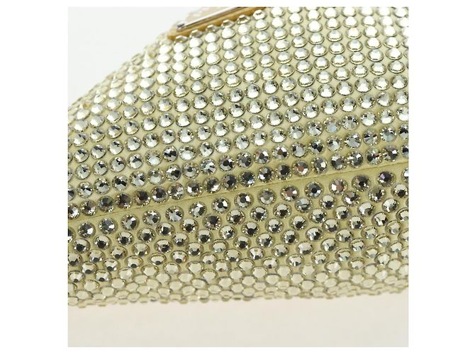PRADA Schultertasche Satin Strass Gold Auth BA16050M Golden - Ansicht 11