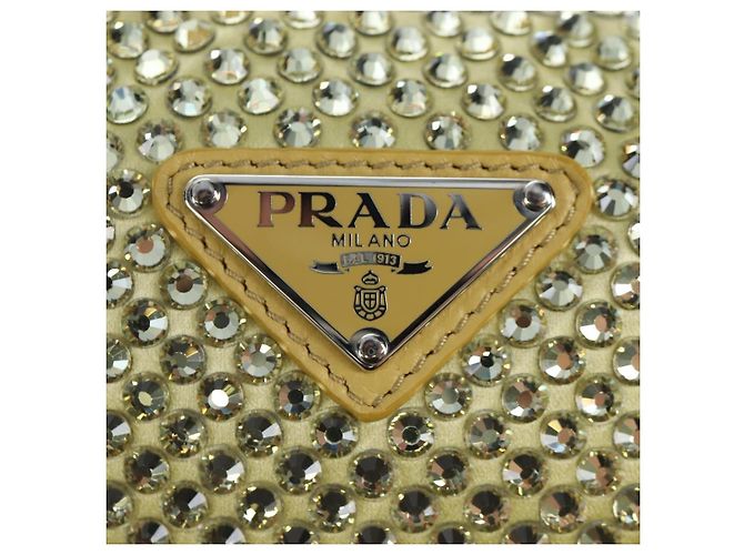 PRADA Schultertasche Satin Strass Gold Auth BA16050M Golden - Ansicht 16