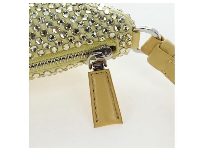 PRADA Schultertasche Satin Strass Gold Auth BA16050M Golden - Ansicht 17