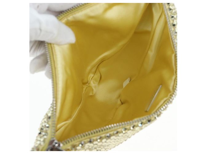 PRADA Schultertasche Satin Strass Gold Auth BA16050M Golden - Ansicht 19