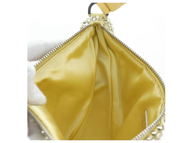 PRADA Schultertasche Satin Strass Gold Auth BA16050M Golden - Ansicht 20