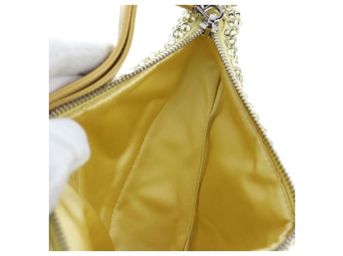PRADA Schultertasche Satin Strass Gold Auth BA16050M Golden - Ansicht 21